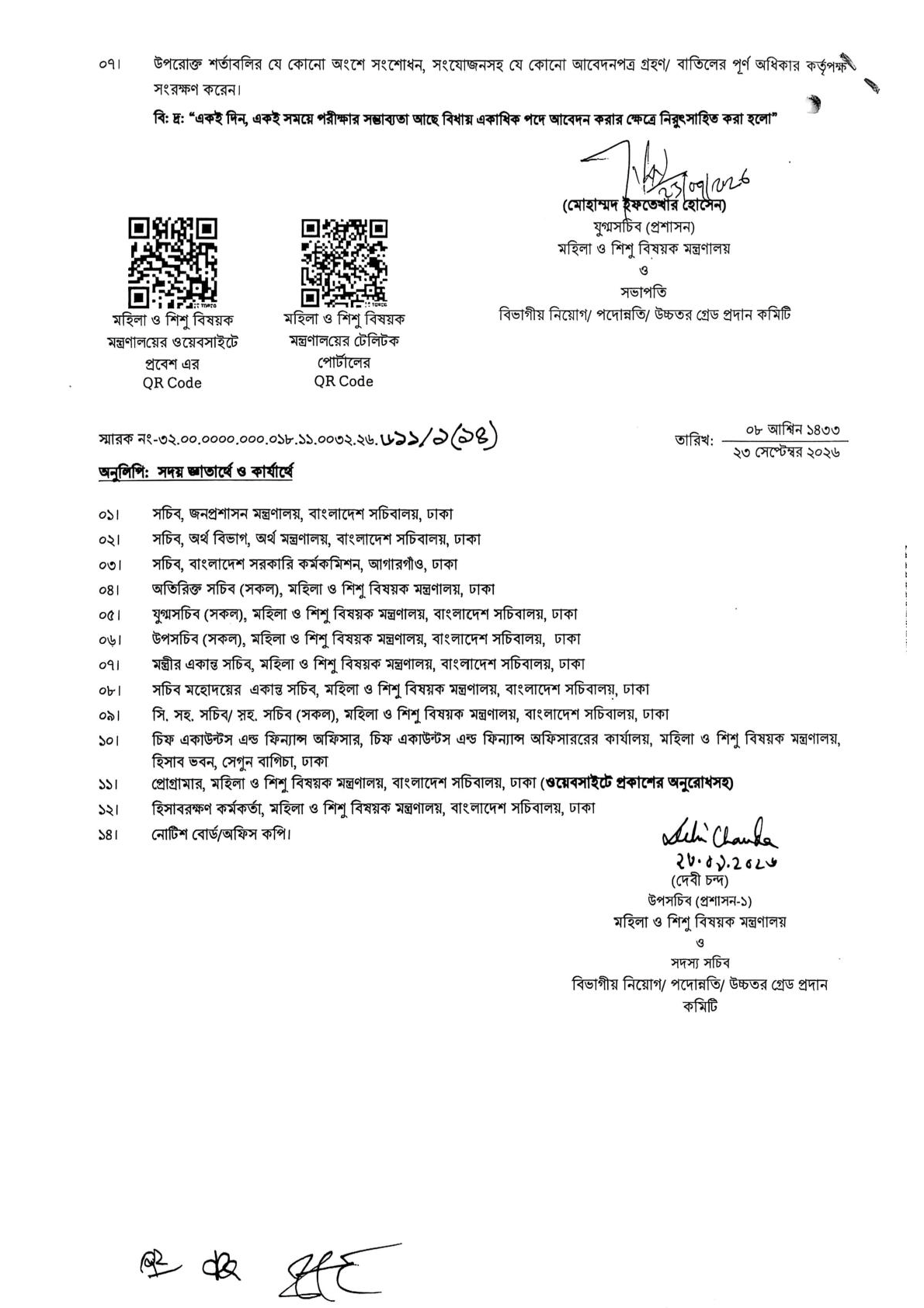 ১৬ পদে মহিলা ও শিশু বিষয়ক মন্ত্রণালয় নিয়োগ বিজ্ঞপ্তি ২০২৬ - পাতা 4