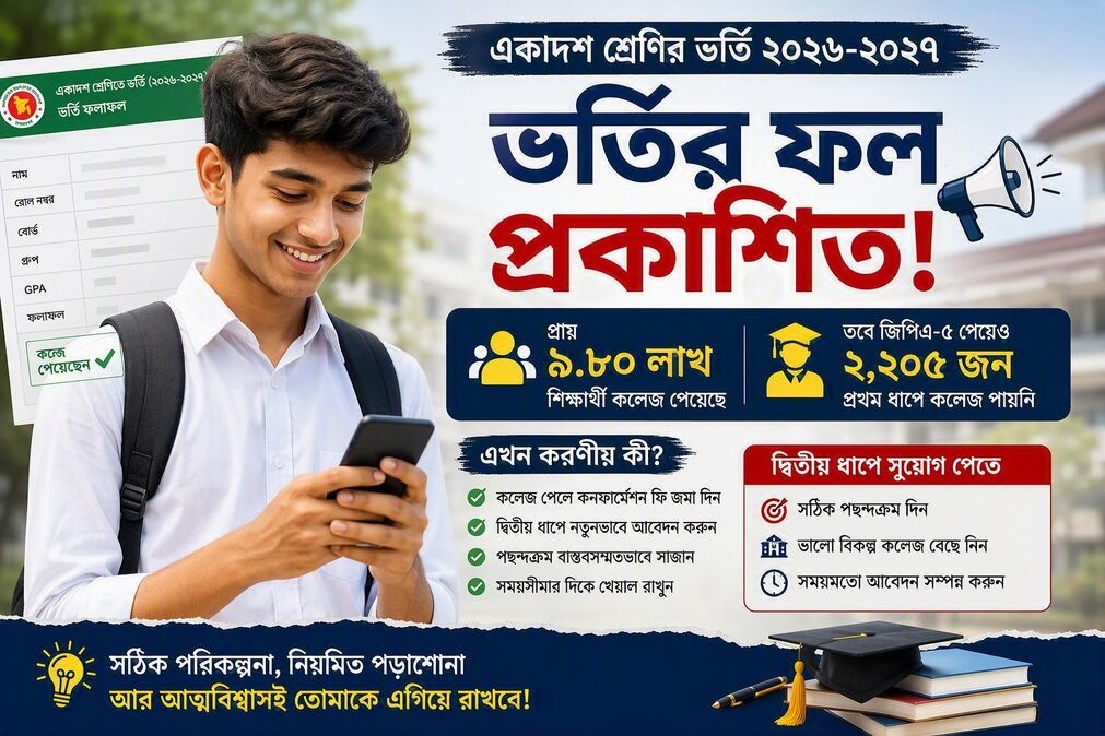 একাদশ শ্রেণির ভর্তি ফল প্রকাশ: কলেজ পেয়েছো? এখন করণীয় কী, দ্বিতীয় ধাপে কীভাবে সুযোগ বাড়াবে